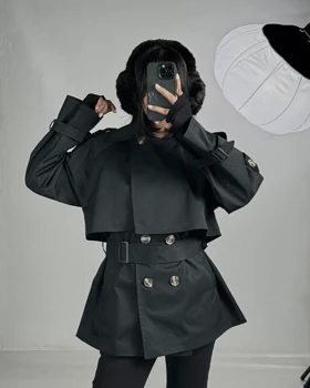 بارانی شنلی  کد 600056 (مشکی)