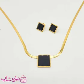 نیم ست دخترانه زنجیر ماری مدل مربع مشکی