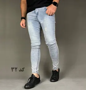 شلوار جین کشی آبی یخی چرک