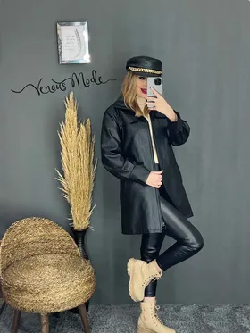 پالتو چرم یقه شکاری