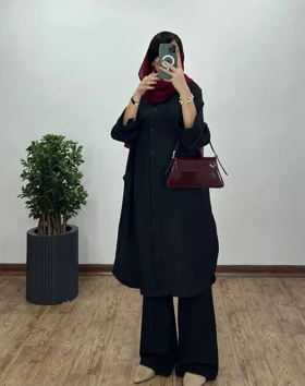 مانتو بلند جلو دکمه آتنا 1
