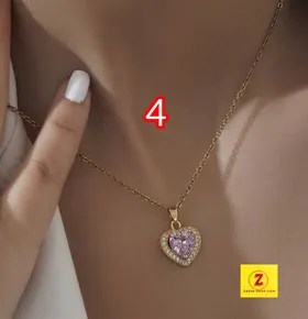 گردنبند استیل زنانه نگینی طرح جواهر