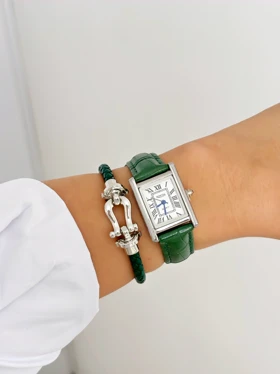 دستبند نعل اسبی آبکاری نقره زنانه 934