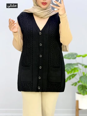 ژیله جلودکمه بافت رادنوش کد 225605 (مشکی)