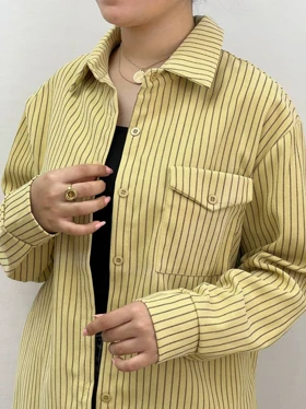 شومیز مانتویی راه راه کد 3486