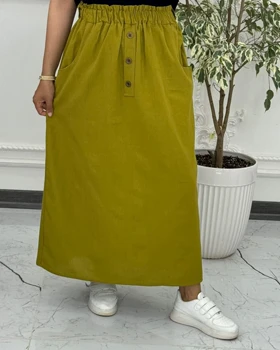 دامن لینن جیب‌دار 6014