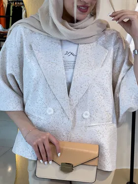 کت ژاکارد کرم