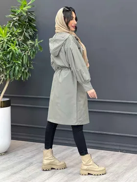 بارانی کلاه دار آستین چین