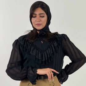 شومیز پروانه مرواریدی (مشکی)