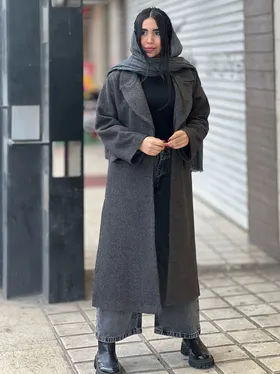 پالتو بلند بغل چاک‌دار کد 719