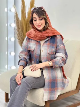 مانتو چهارخونه جیب پاکتی ساغر