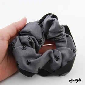 کش مو دخترانه مدل پاپیون پارچه ای (طوسی)