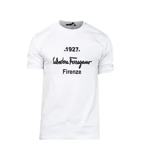 تیشرت Ferragamo یقه گرد مردانه سفید پنبه ساده
