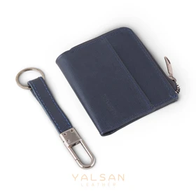 ست هدیه مردانه چرم یلسان رادین کد KIA-HRM-086 (سرمه ای)