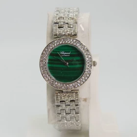 ساعت مچی زنانه چوپارد Chopard با موتور کوارتز باکیفیت (نقره ای صفحه سبز)