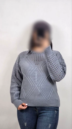 بلوز بافت کراپ زنانه زنبوری ژور وسط لوزی