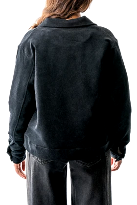 کت جیب‌دار مخمل کبریتی زنانه