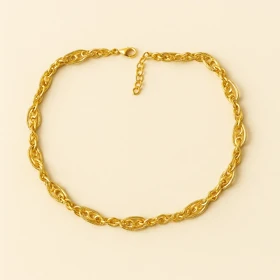 گردنبند زنانه زنجیری استیل طلایی مدل کلاسیک