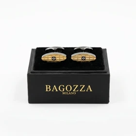 دکمه سردست لاکچری طرح بیضی پیچ دار برند Bagozza (طلایی)