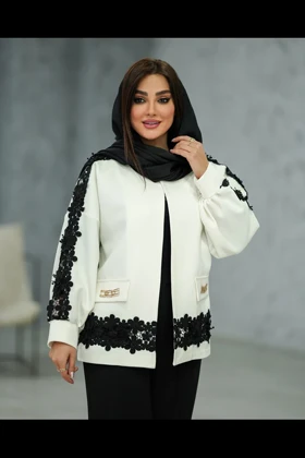 کت ژاکارد گیپور و گل