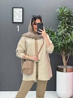 مانتو پیراهنی طرح دار لینن