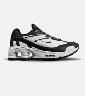 کفش کتانی مردانه سفید مشکی نایک NIKE x SUPREME shox ride 2