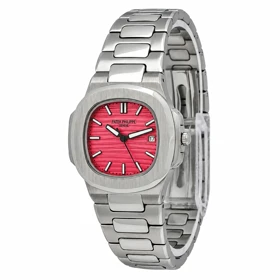 ساعت زنانه پتک فیلیپ ناتیلوس Patek 7248-L سیلور صفحه قرمز لوکس