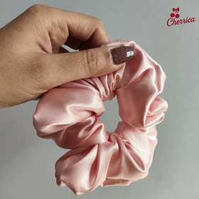 کش اسکرانچی ساتن سایز بزرگ گلبهی کد 10