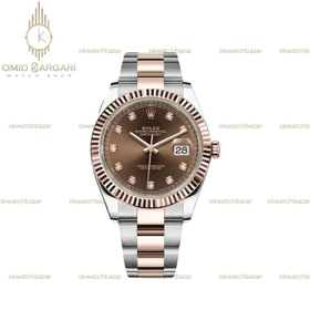 ساعت مچی رولکس دیت جاست سوئیسی بند اویستر صفحه چاکلت ایندکس نگین Rolex Datejust