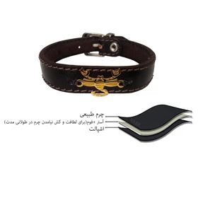 دستبند چرم وارک طرح نماد آبان مدل لیبرا کد rb124