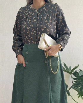 شومیز مخمل کبریتی طرحدار 5