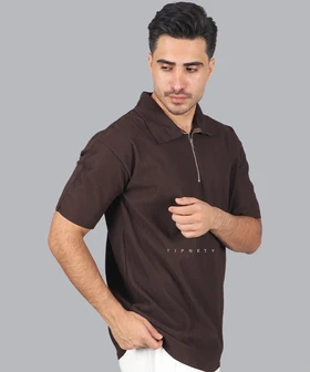 تیشرت یقه دار نیم زیپ برند مراکش 1703