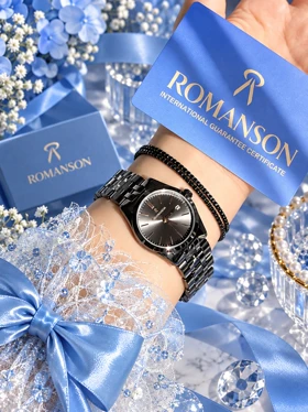 ساعت زنانه صفحه دودی تیره برند ROMANSON موتورژاپنی با کارت ضمانت 12ماهه تصویر دوم