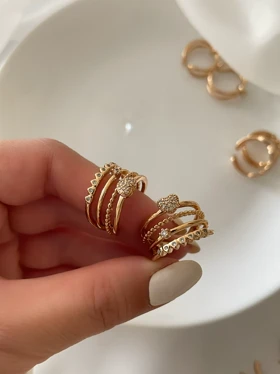 انگشتر چند لاین قلبی ژوپینگ