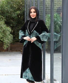 مانتو مجلسی مخمل با خرجکار هندی ( مزون دوز )