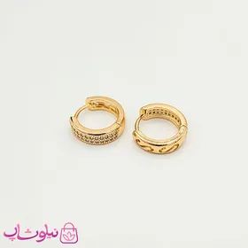 گوشواره حلقه‌ای زنانه ژوپینگ طرح نگین سفید