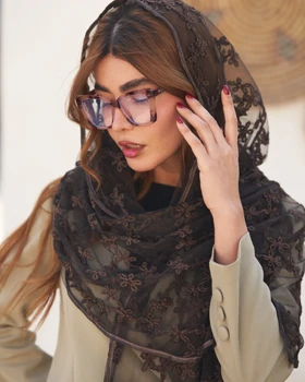 شال گیپور طرح گل 20678 (قهوه ای)