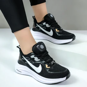 کتانی اسپرت نایک زوم زنانه zoom ورزشی رویه بافت رنگ مشکی کد 013878