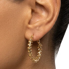گوشواره حلقه‌ای زنانه طرح برگ ژوپینگ