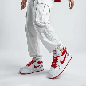 کتانی زنانه نایک مدل Air Jordan قرمز سفید _ کد 3793