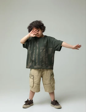 تیشرت شلوارک جین پسرانه طرح تخت جمشید