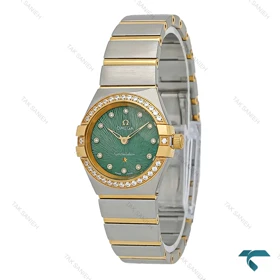 ساعت زنانه امگا کانسلیشن دورنگ طلایی دورنگین صفحه سبز Omega-7344-L