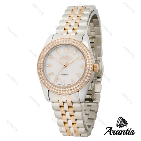 ساعت الکسا 2005z زنانه رزگلدنقره ای صفحه صدفی دورنگین w-10125