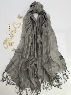 شال لینن تک‌رنگ 20684 (طوسی تیره)