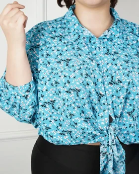 شومیز گره‌ای پفکی وارداتی 7321 (آبی)