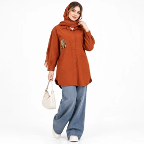 مانتو کتان زنانه طرح کاکتوس گلدوزی