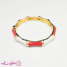 دستبند زنانه مدل بامبو (استخوانی) قرمز سفید کد 2498