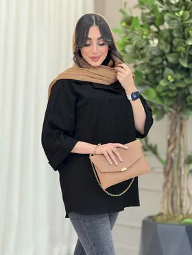 مانتو جلو بسته آستین پاکتی