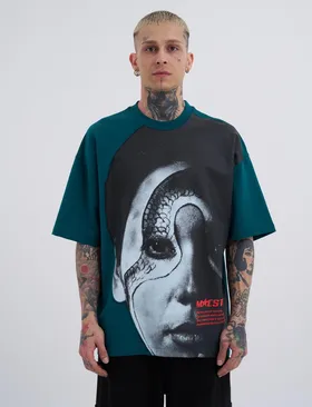 تیشرت مردانه Macstar Snake Face Oversize بنزینی M2072