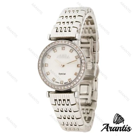 ساعت الکسا 2004z زنانه سیلور صفحه سفید دورنگین w-10121